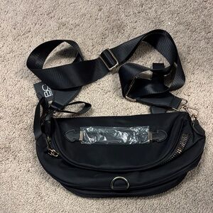 Black Crossbody Belt Bag with Wide Strap